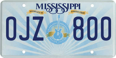 MS license plate OJZ800