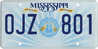 MS license plate OJZ801
