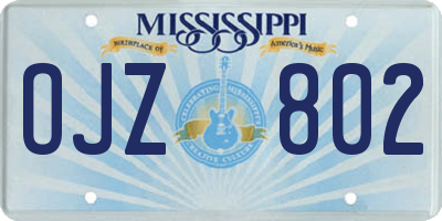 MS license plate OJZ802