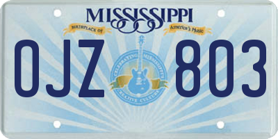 MS license plate OJZ803