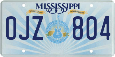 MS license plate OJZ804
