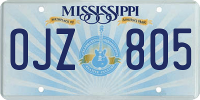 MS license plate OJZ805