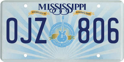 MS license plate OJZ806