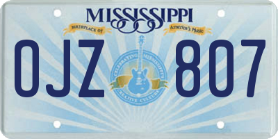 MS license plate OJZ807