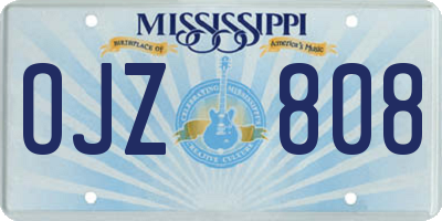 MS license plate OJZ808