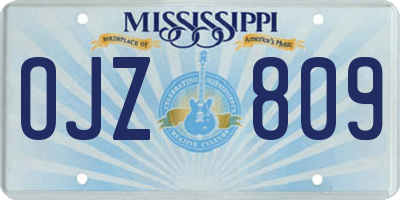 MS license plate OJZ809