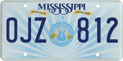 MS license plate OJZ812