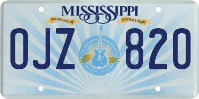 MS license plate OJZ820