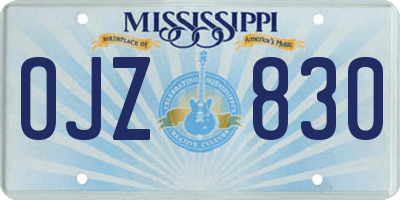MS license plate OJZ830
