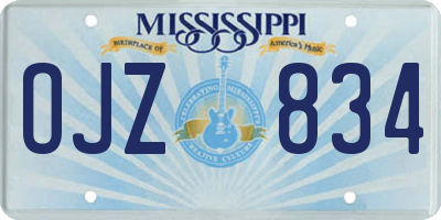 MS license plate OJZ834