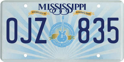 MS license plate OJZ835