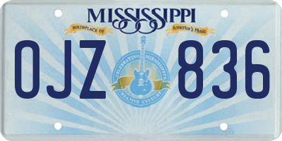 MS license plate OJZ836