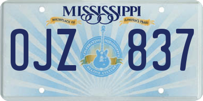 MS license plate OJZ837