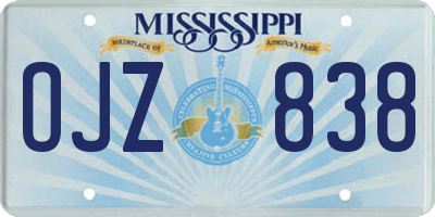 MS license plate OJZ838