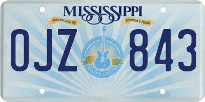 MS license plate OJZ843