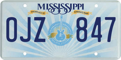 MS license plate OJZ847