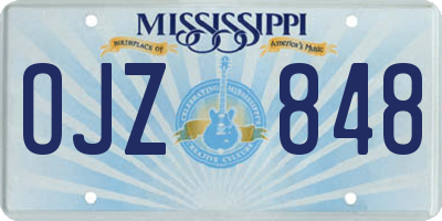 MS license plate OJZ848