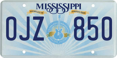 MS license plate OJZ850