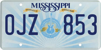 MS license plate OJZ853