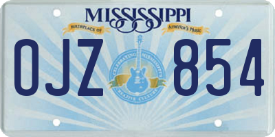 MS license plate OJZ854