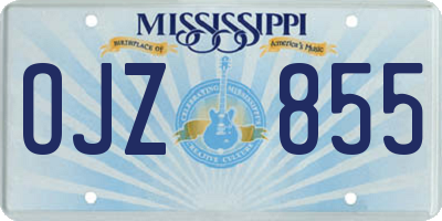 MS license plate OJZ855