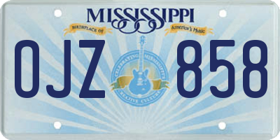 MS license plate OJZ858