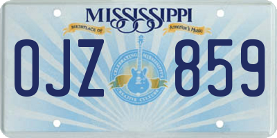 MS license plate OJZ859