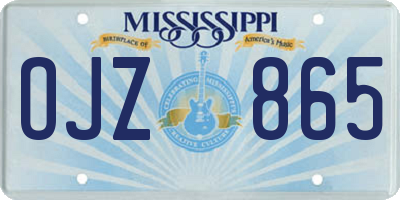 MS license plate OJZ865