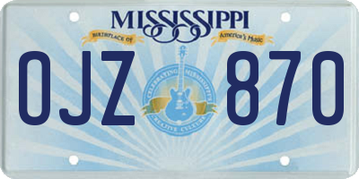 MS license plate OJZ870