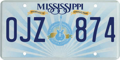 MS license plate OJZ874