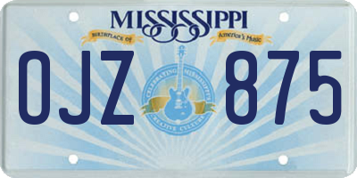 MS license plate OJZ875