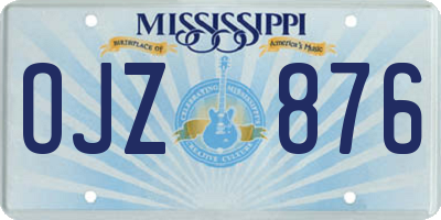 MS license plate OJZ876