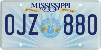 MS license plate OJZ880