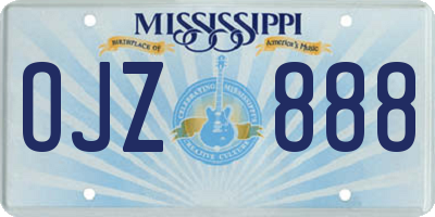 MS license plate OJZ888