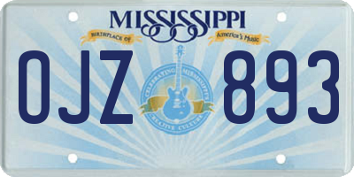 MS license plate OJZ893