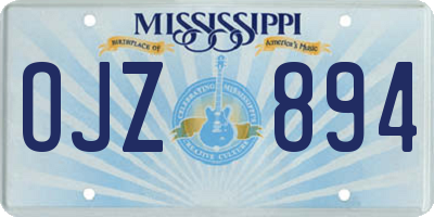 MS license plate OJZ894