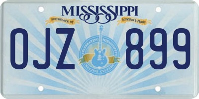 MS license plate OJZ899