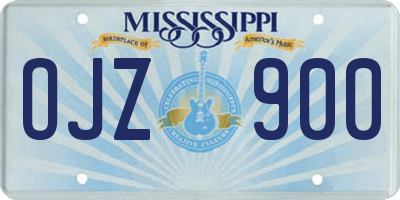 MS license plate OJZ900