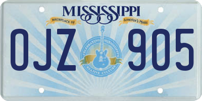 MS license plate OJZ905