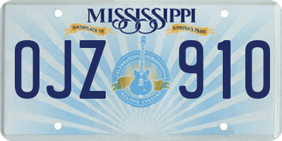 MS license plate OJZ910