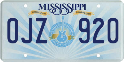 MS license plate OJZ920