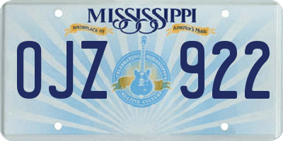 MS license plate OJZ922
