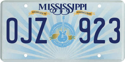 MS license plate OJZ923