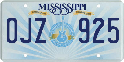 MS license plate OJZ925