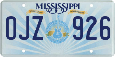 MS license plate OJZ926