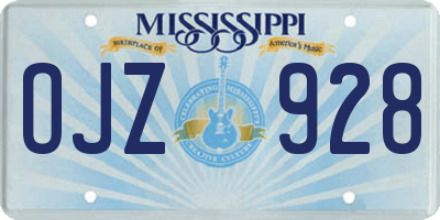 MS license plate OJZ928