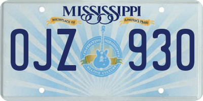 MS license plate OJZ930