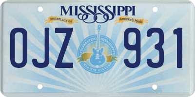 MS license plate OJZ931