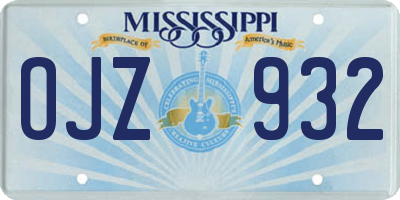 MS license plate OJZ932
