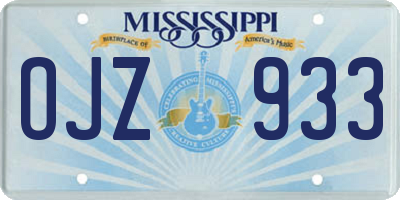 MS license plate OJZ933